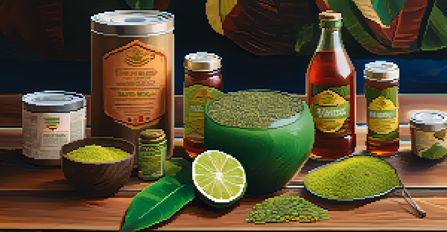 A close-up view of ethically sourced Ayahuasca products on a wooden surface, showcasing vibrant plant textures and packaging.