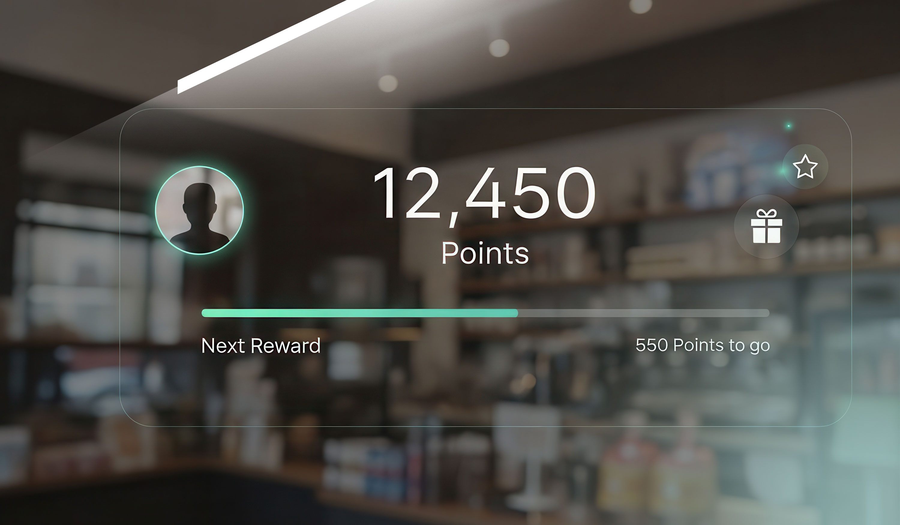 Visualisierung eines digitalen Loyalitätssystems mit 12.450 Punkten und nächster Belohnung