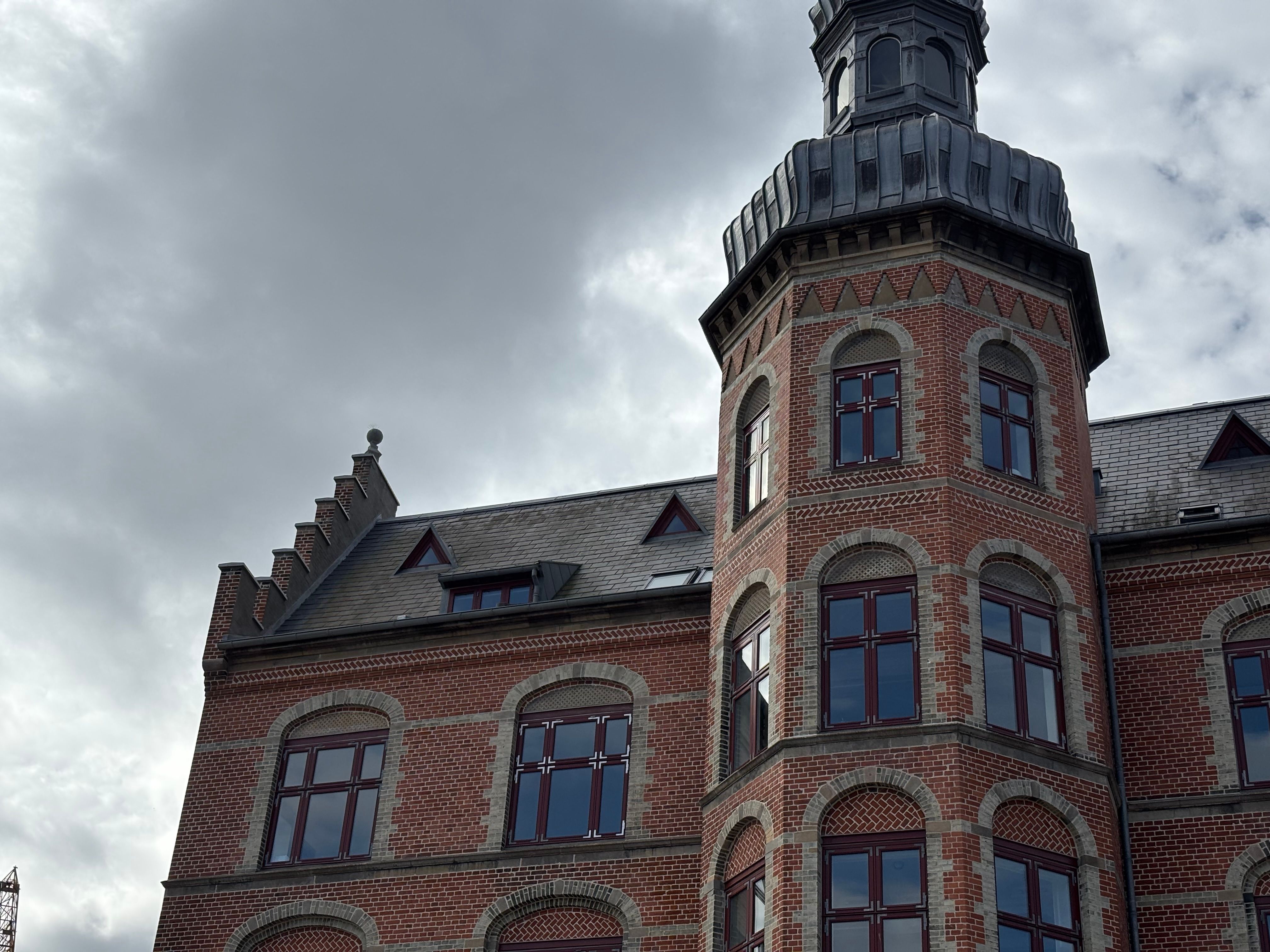 Nærbillede af facade og tag