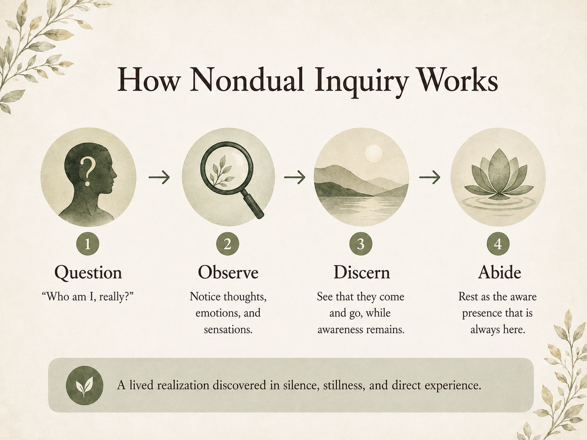 How nondual inquiry works: question, observe, discern and abide