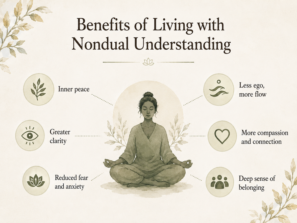 Benefits of living with nondual understanding: peace, clarity, less ego, compassion and belonging