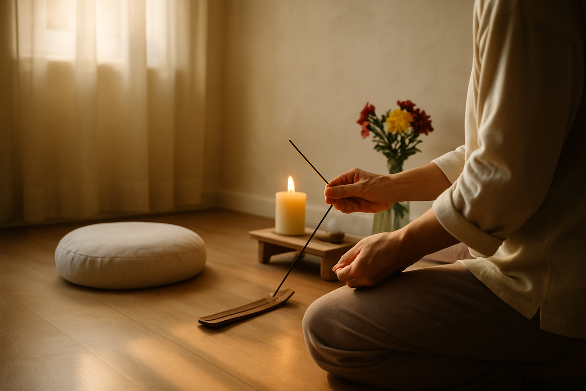 The five niyamas of Patanjali's yoga illustrated as personal observances for daily practice