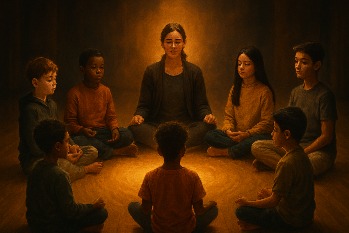 Students participating in a structured school mindfulness programme led by a trained facilitator