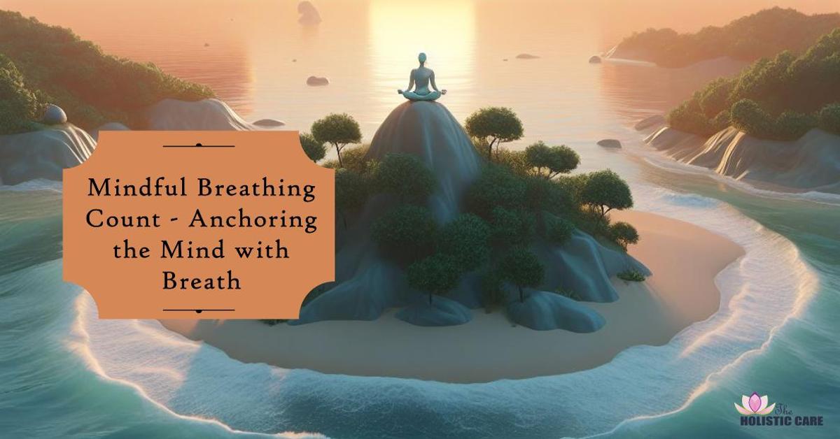 A calm person using breath counting as a mindful attention anchor