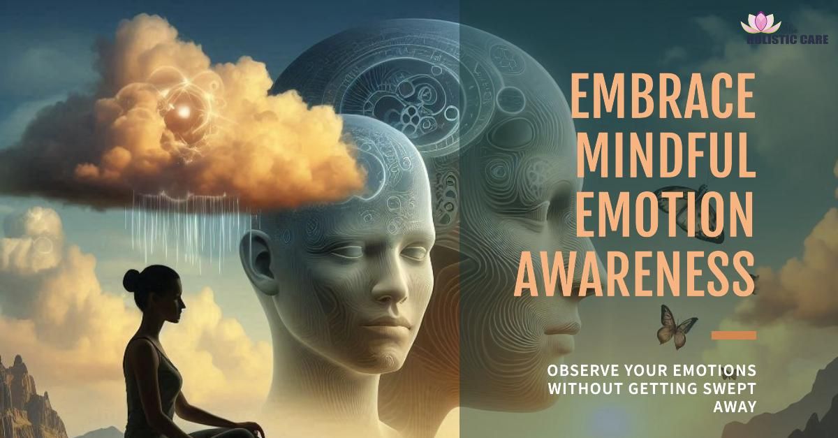 A person sitting calmly with awareness of emotions and body sensations