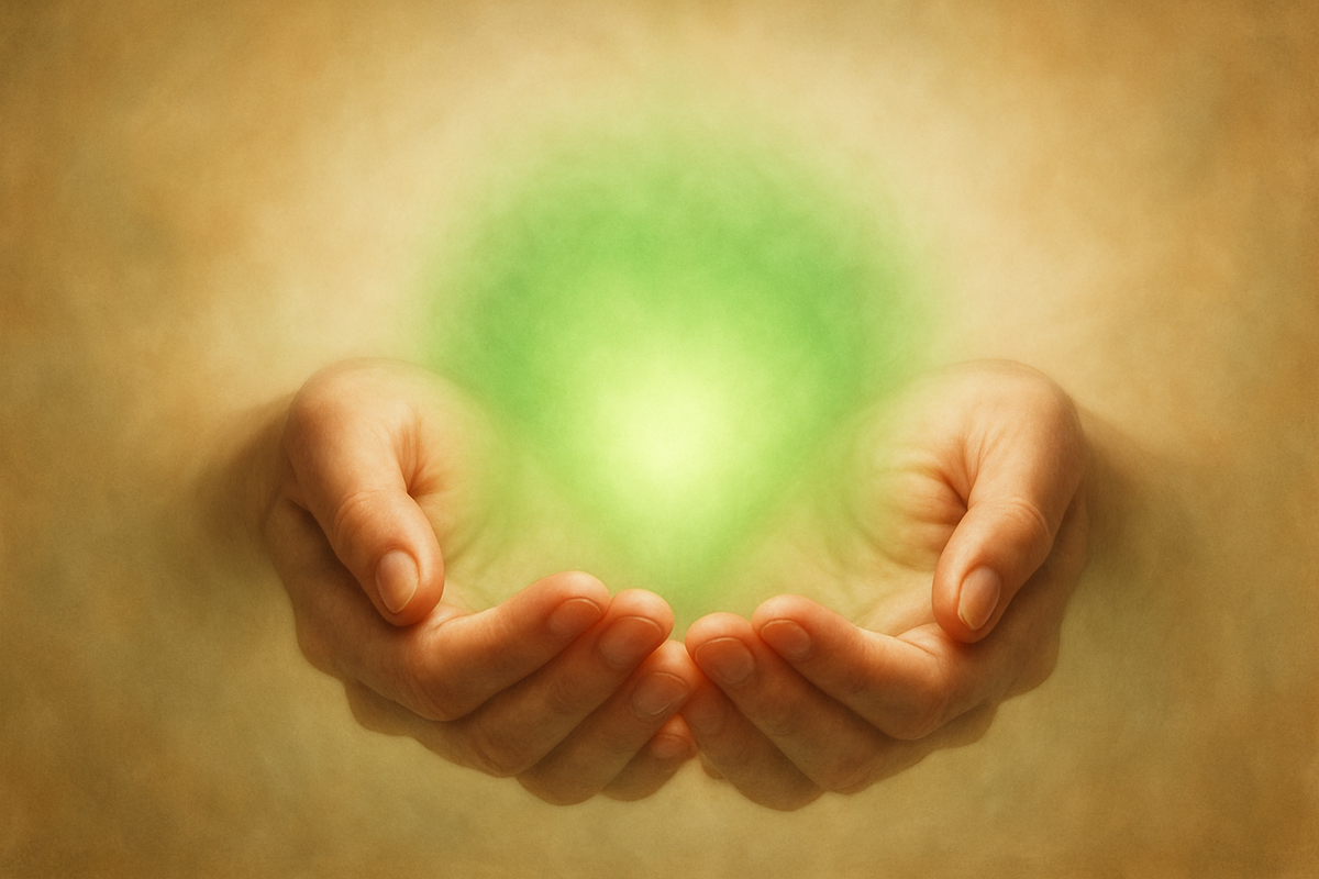 Anahata heart chakra symbol with green lotus and YAM mantra