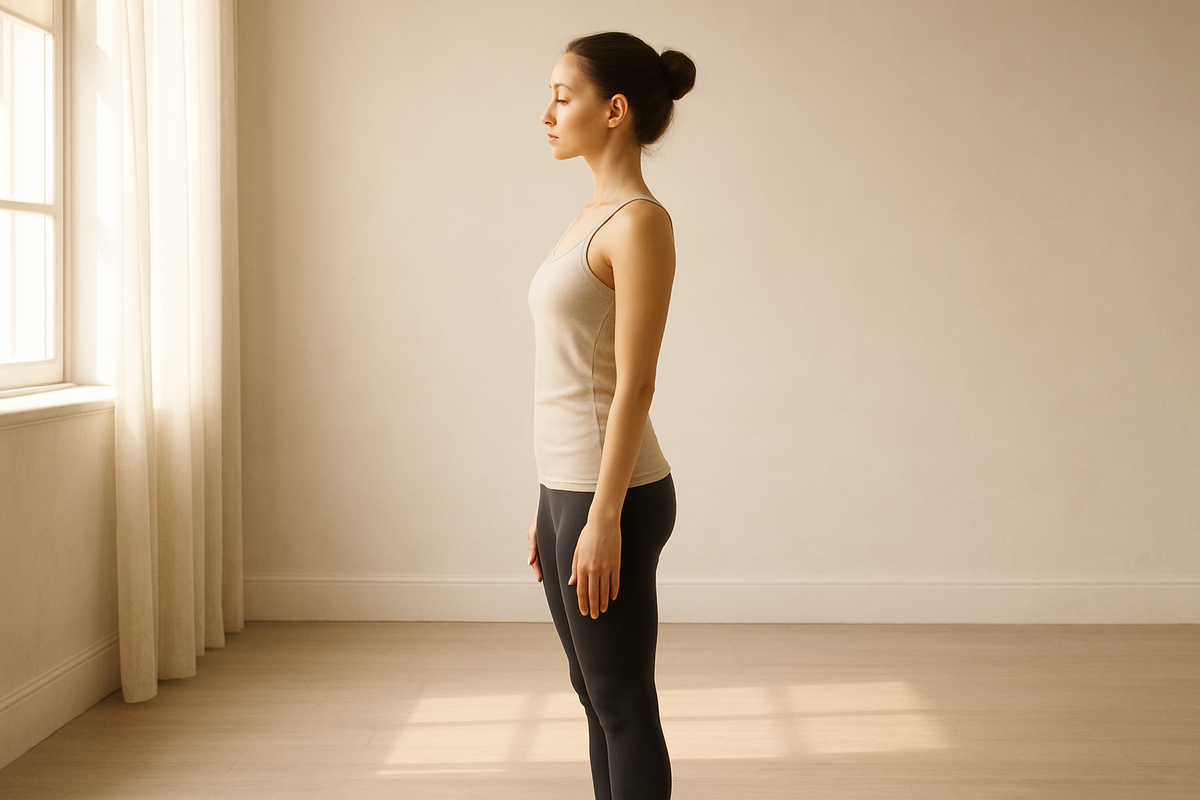 Yoga for posture alignment, practitioner in mountain pose