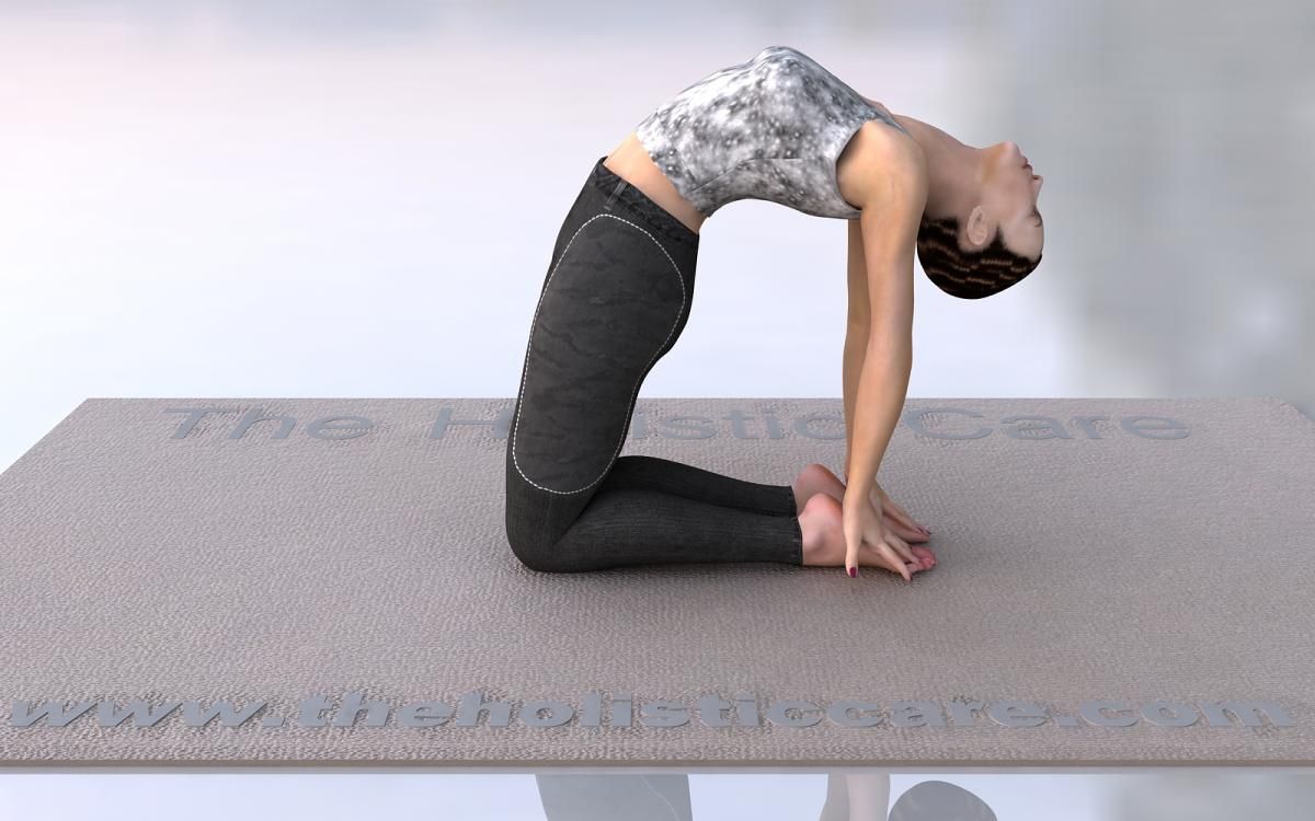 Ushtrasana Camel Pose with lifted chest and safe kneeling backbend alignment