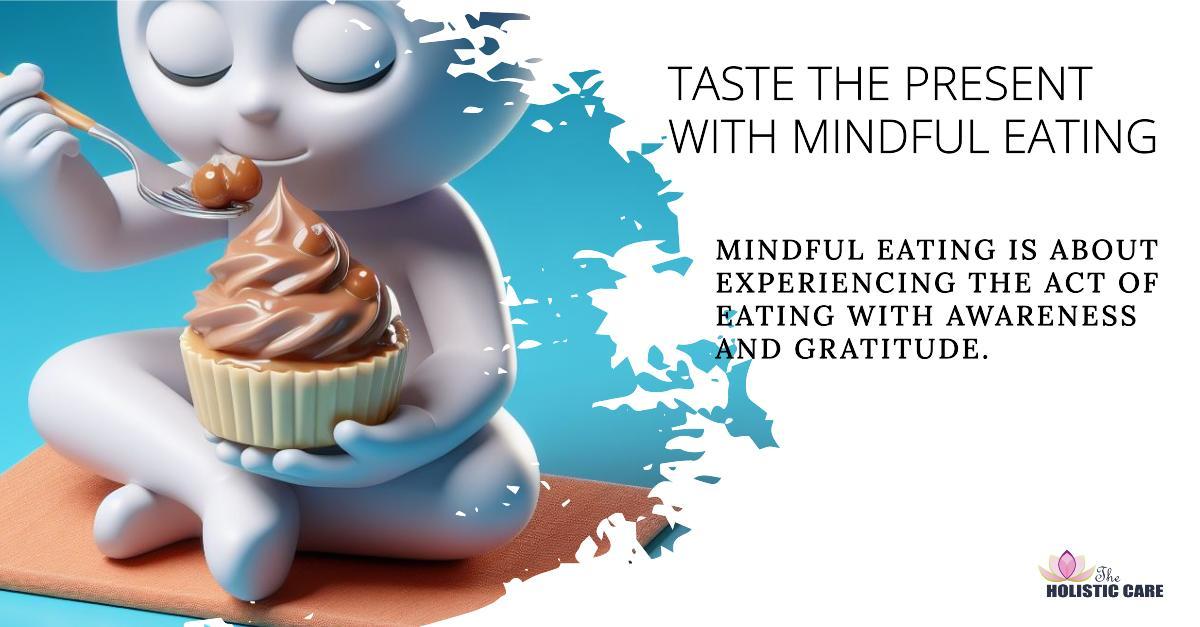 A peaceful meal setting where food is eaten with mindful attention