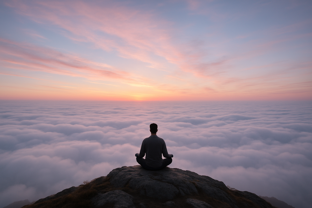 Person sitting in nondual meditation, open and still