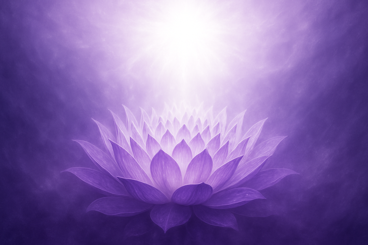 Sahasrara crown chakra symbol with violet thousand-petalled lotus