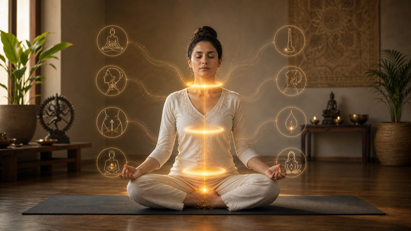 Mudra Bandha: Mula, Jalandhara, Uddiyana, Maha Vedha, Viparitakarani, Khechari, Vajroli, Yoni - Shakti Chalana