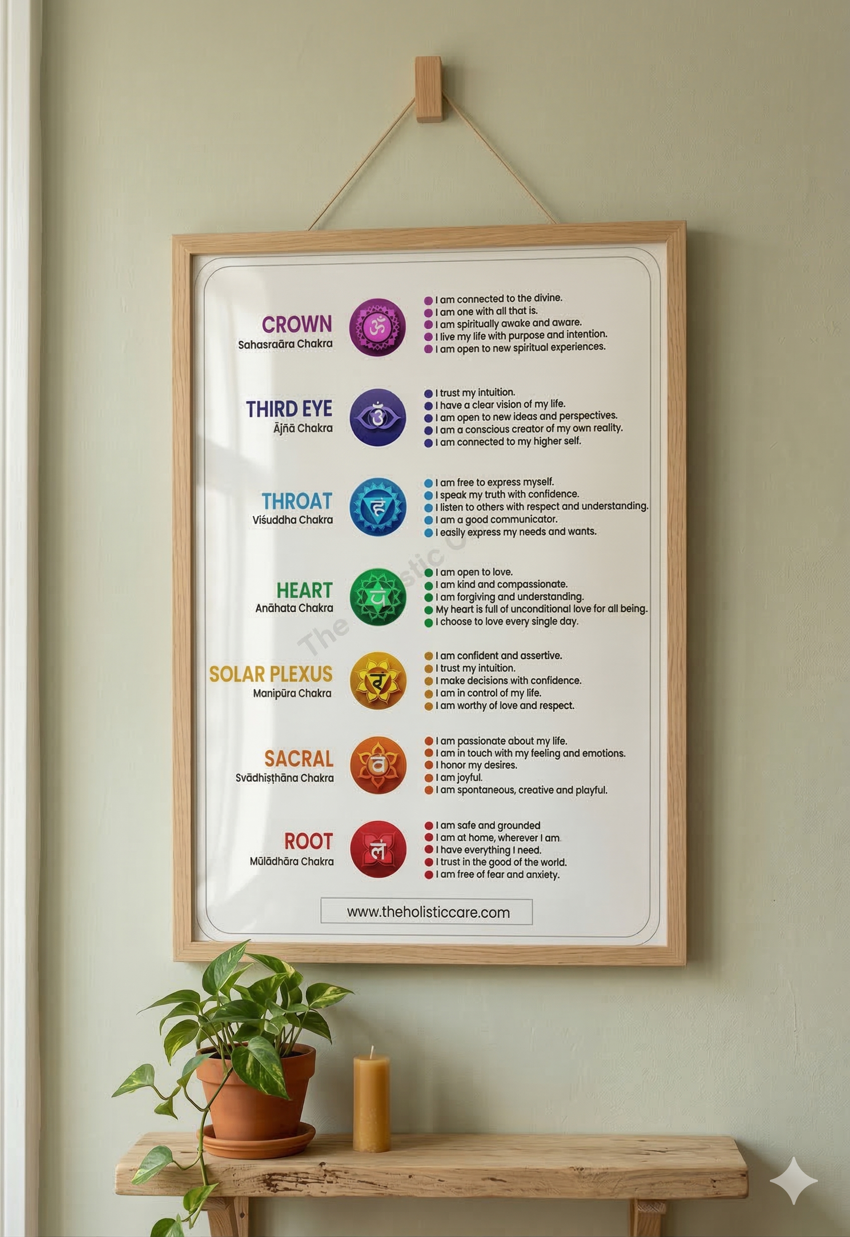 Balancing Your Chakras with Affirmations: A Guide to Improving Your Health and Well-being | Spiritual Decor for Your Home; Yoga Studio Or Wellness Center