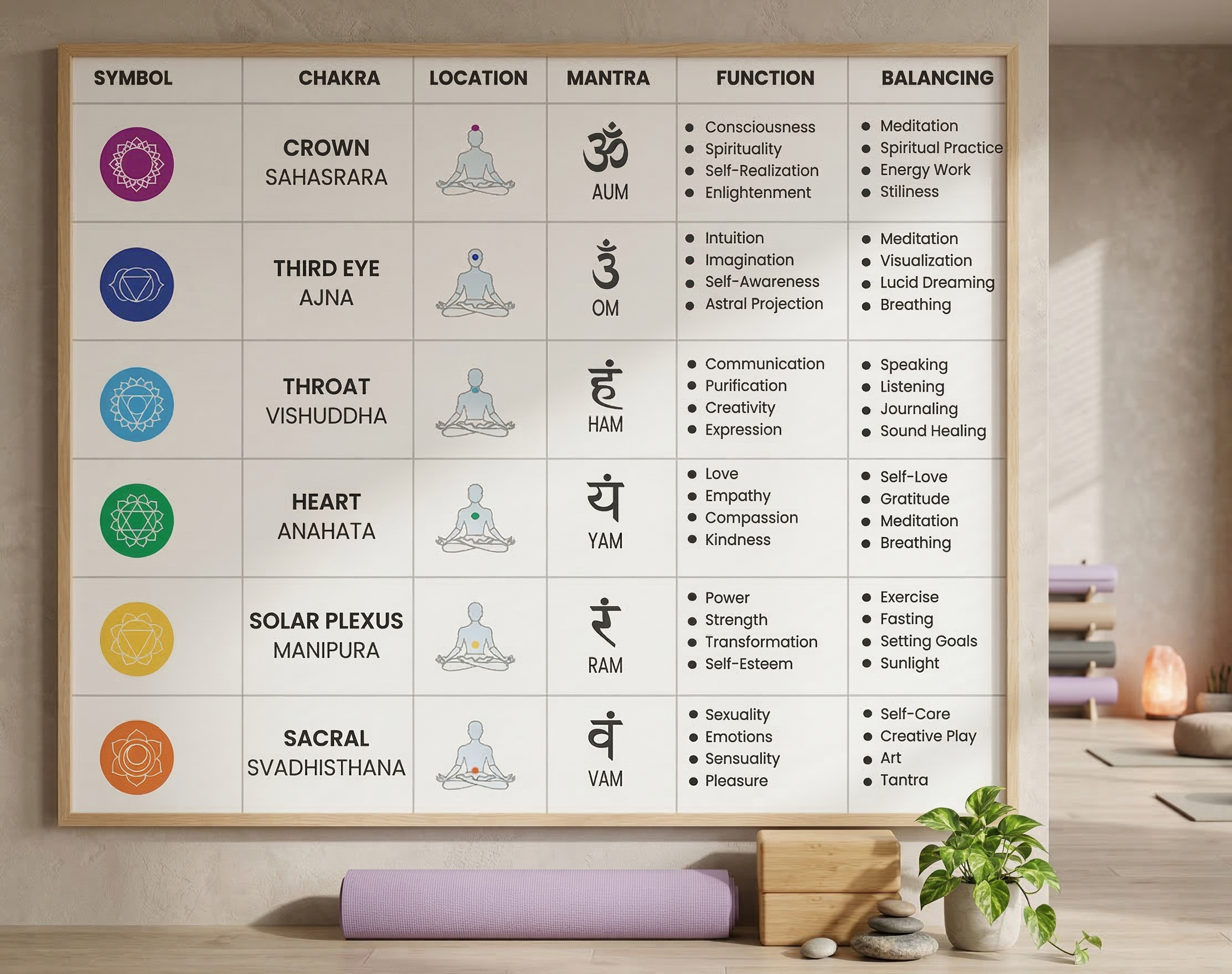 The Complete Guide to Balancing and Understanding the 7 Chakras: Interactive Digital Chart Poster
