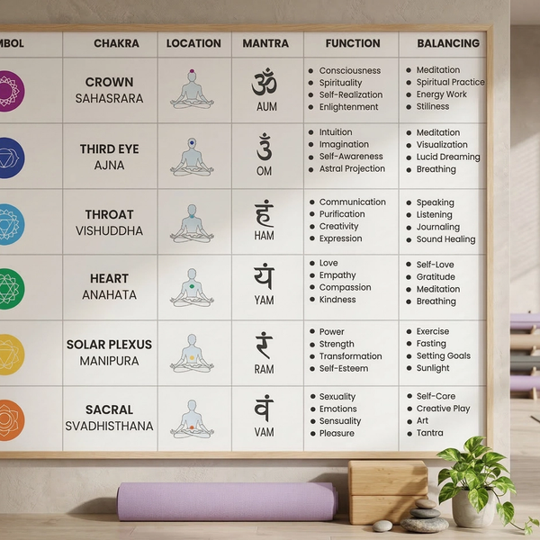 The Complete Guide to Balancing and Understanding the 7 Chakras: Interactive Digital Chart Poster