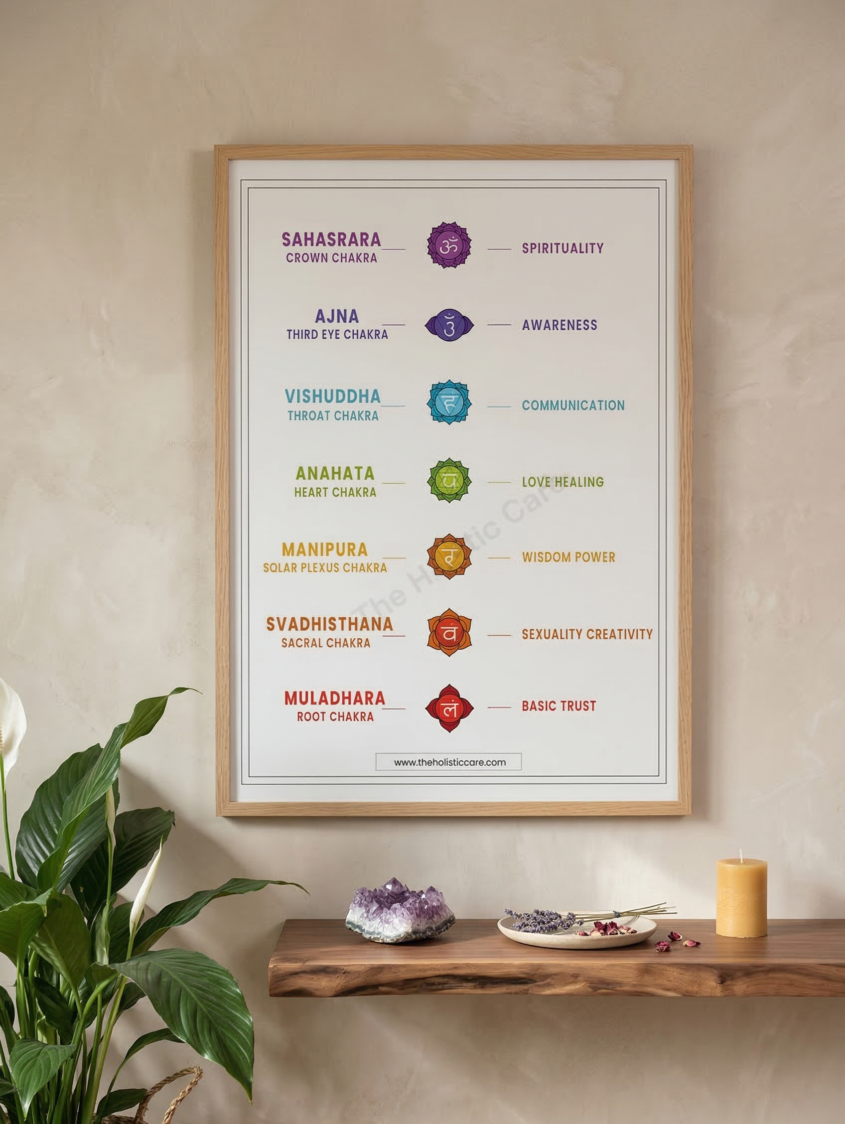 7 Basic Yoga Chakra Poster Wall Design