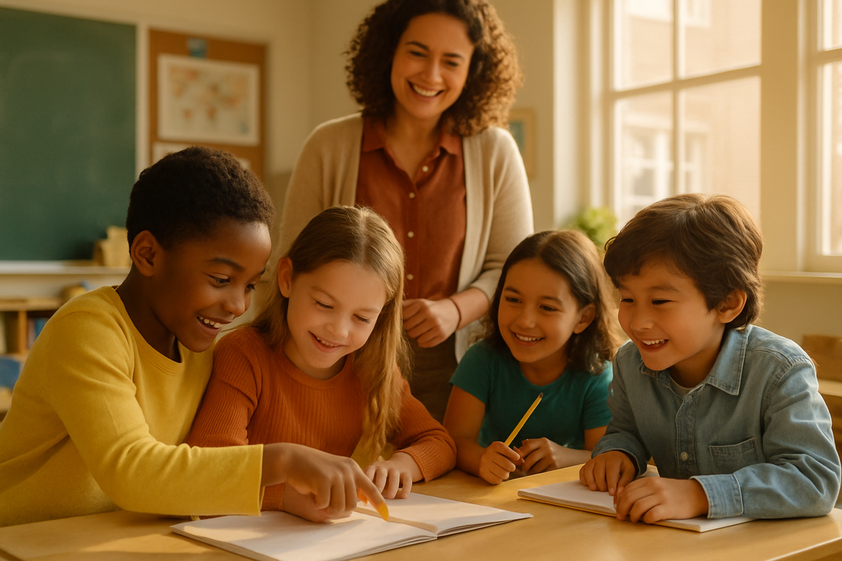 Children in a social and emotional learning session at school