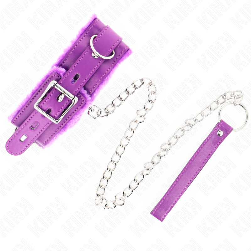 Collar con correa 65cm ajustable polipiel/pelo