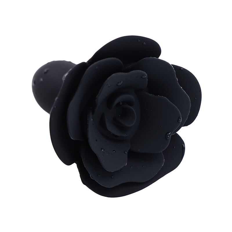 Plug anal silicona con rosa - Negro  foto 2
