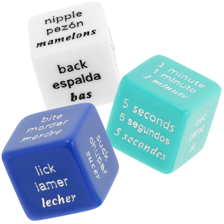 Set 3 dados eróticos - azul/verde/blanco  foto 2