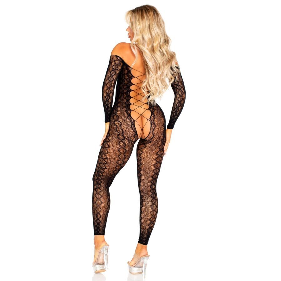 Bodystocking encaje imitación serpiente - Negro Negro foto 2