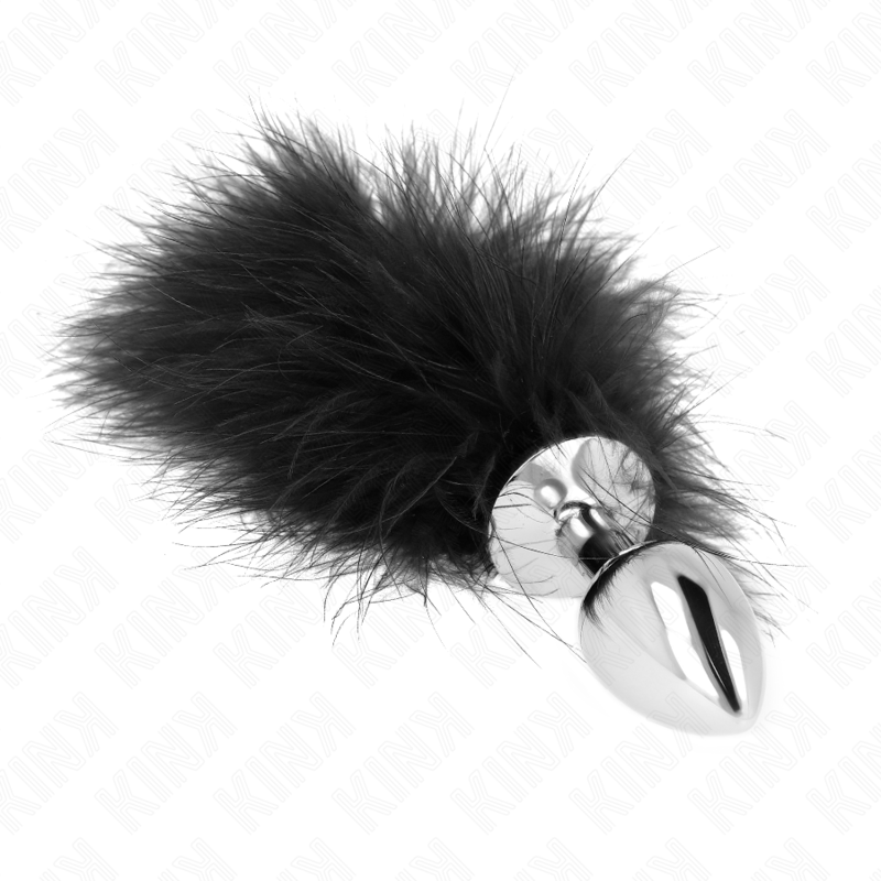 Plug anal metal con plumas - Negro