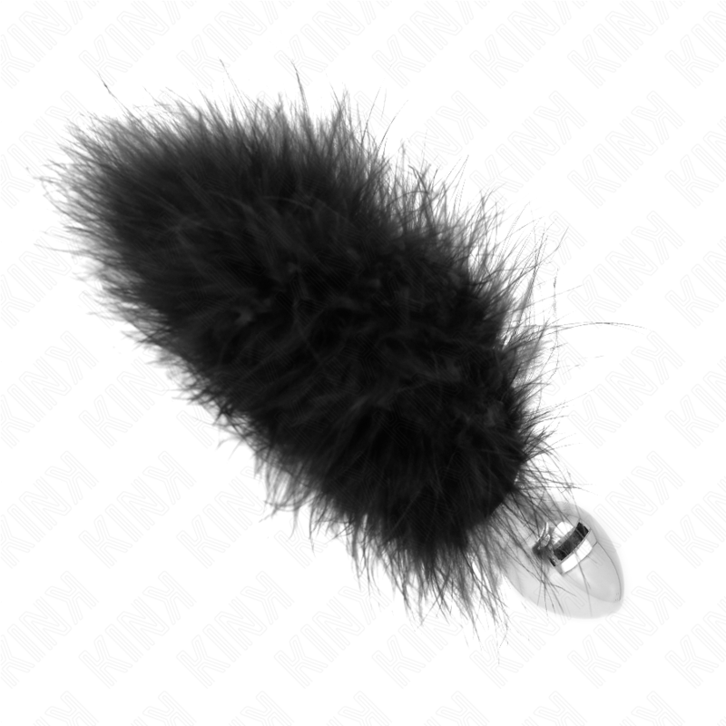 Plug anal metal con plumas - Negro  foto 4