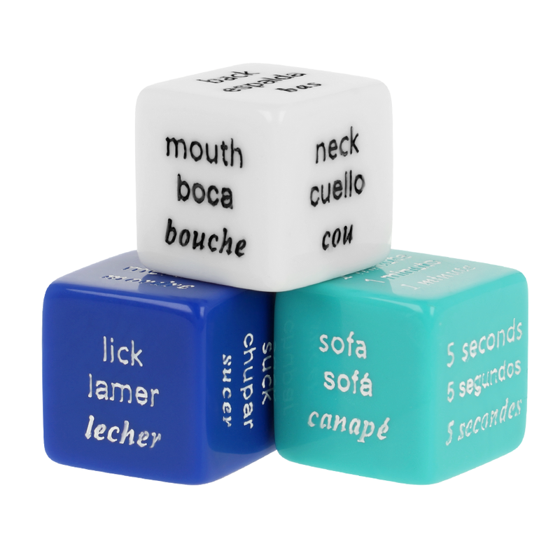 Set 3 dados eróticos - azul/verde/blanco