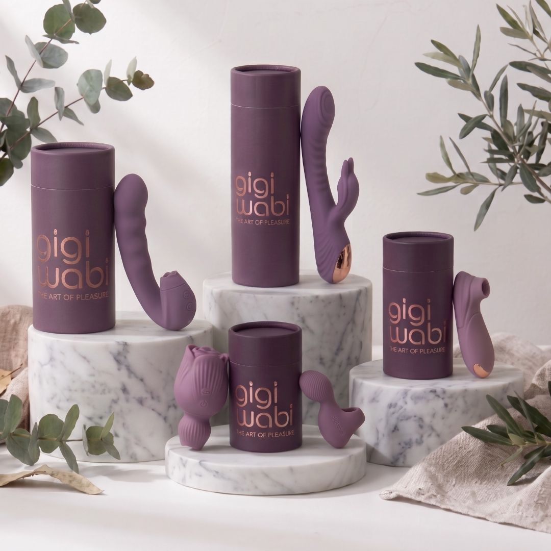 Gama de juguetes eróticos de lujo Gigiwabi: succionador de clítoris, vibrador rabbit, flor estimuladora y vibradores de silicona en Applesex.