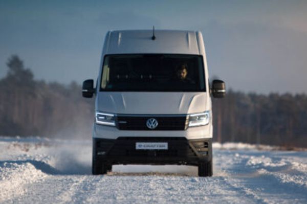 Electric delivery vehicle prepared for peak season last mile deliveries in winter conditions