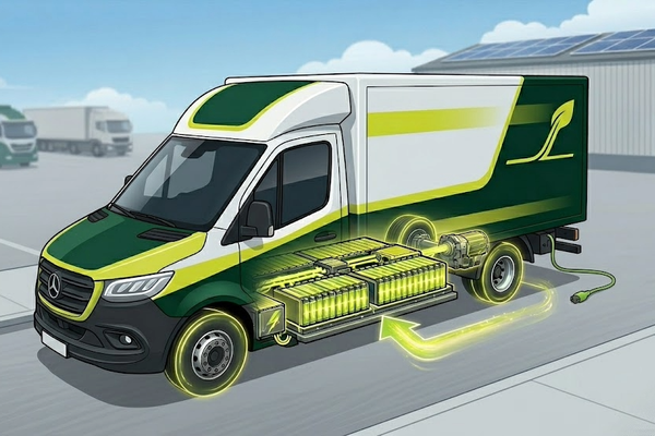 Electric van battery illustration