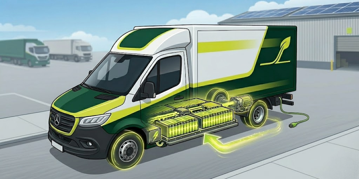 Electric van battery illustration