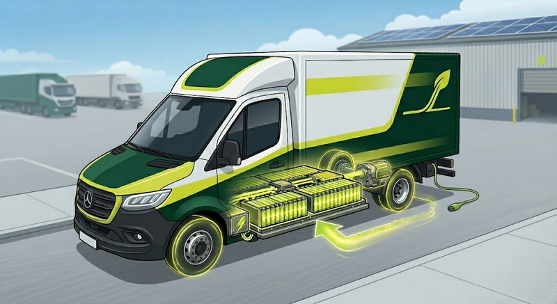 Electric van battery illustration