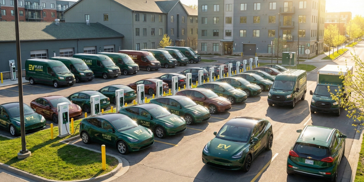 A fleet of electric vehicles is charged and ready for deployment in Canada.