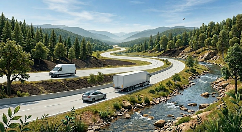 Electric vehicles on a highway.