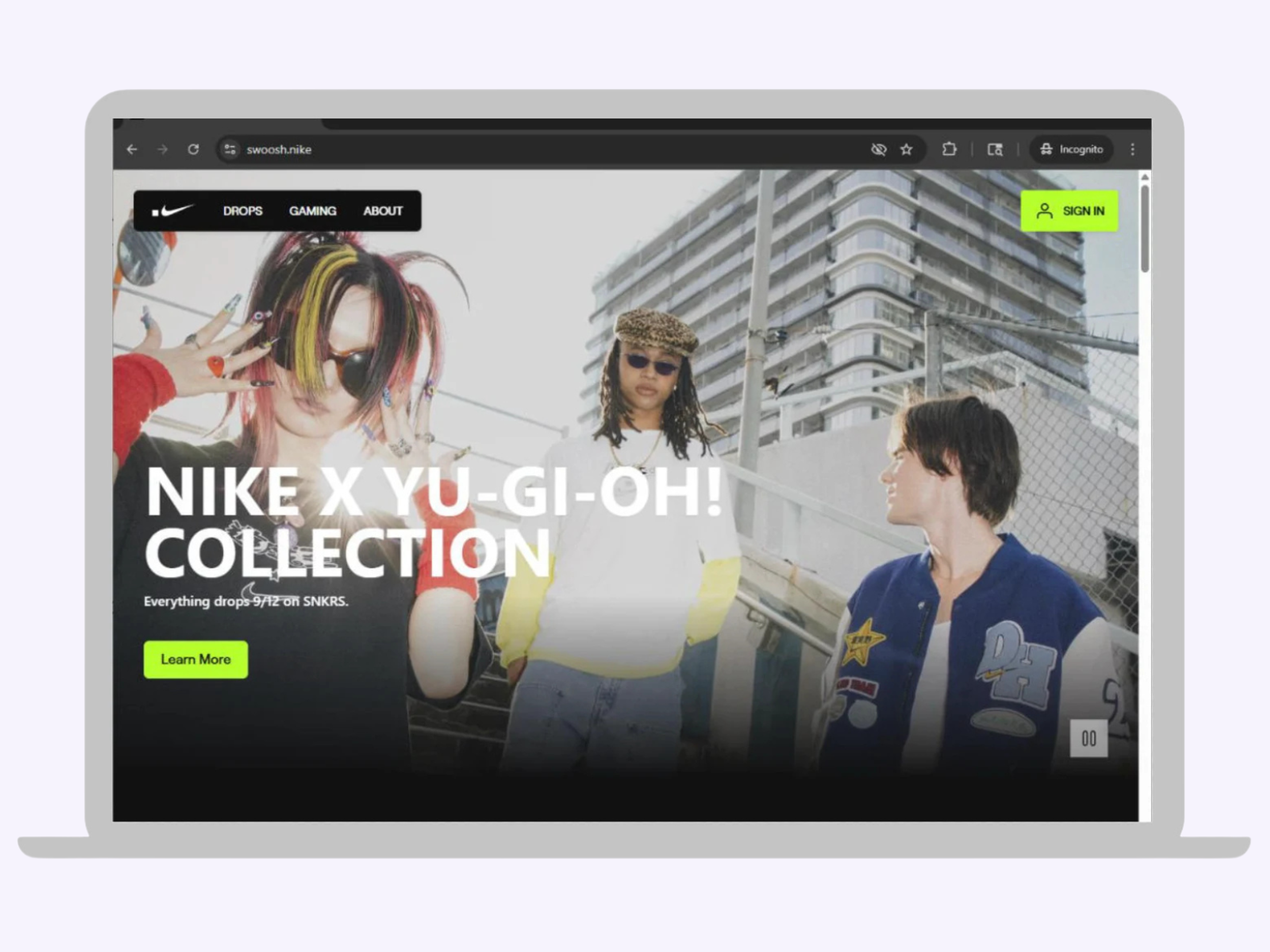 Screenshot showing how Nike is using their dotBrand for nike.swoosh.