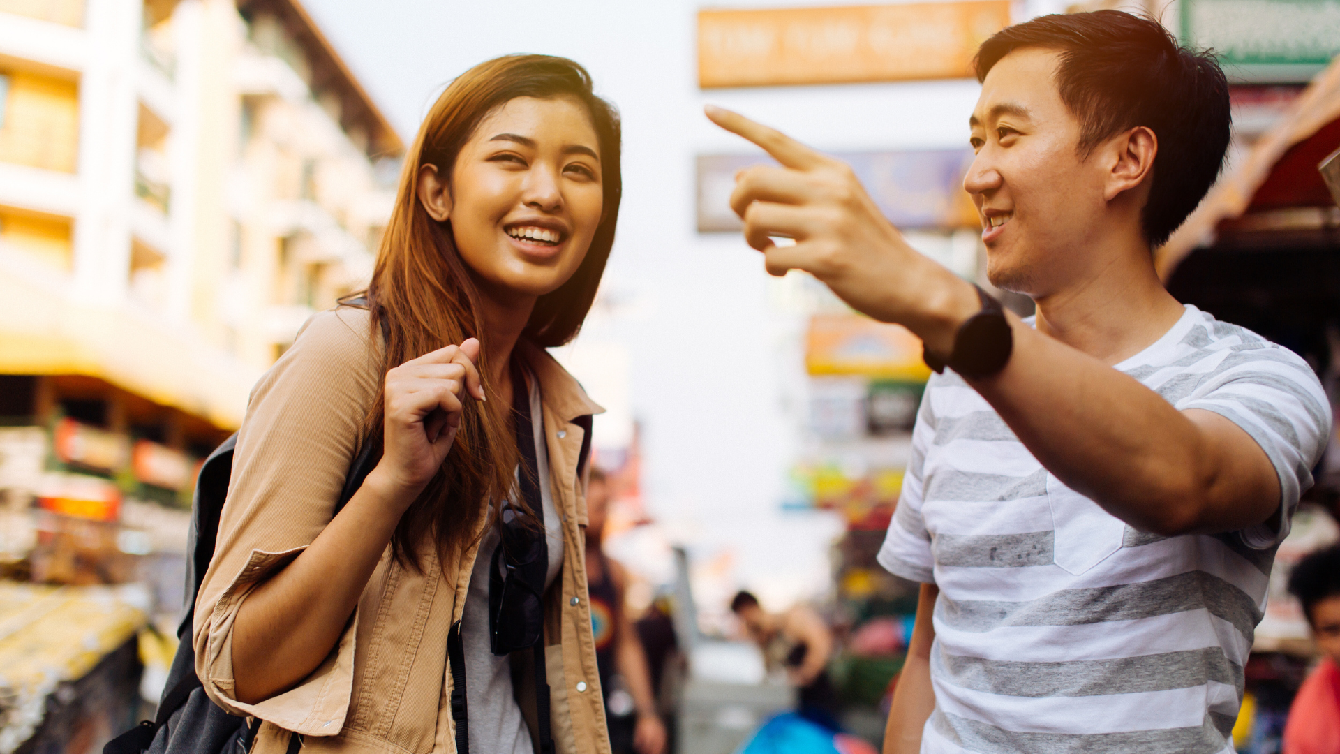Photo of a person receiving directions from another person.