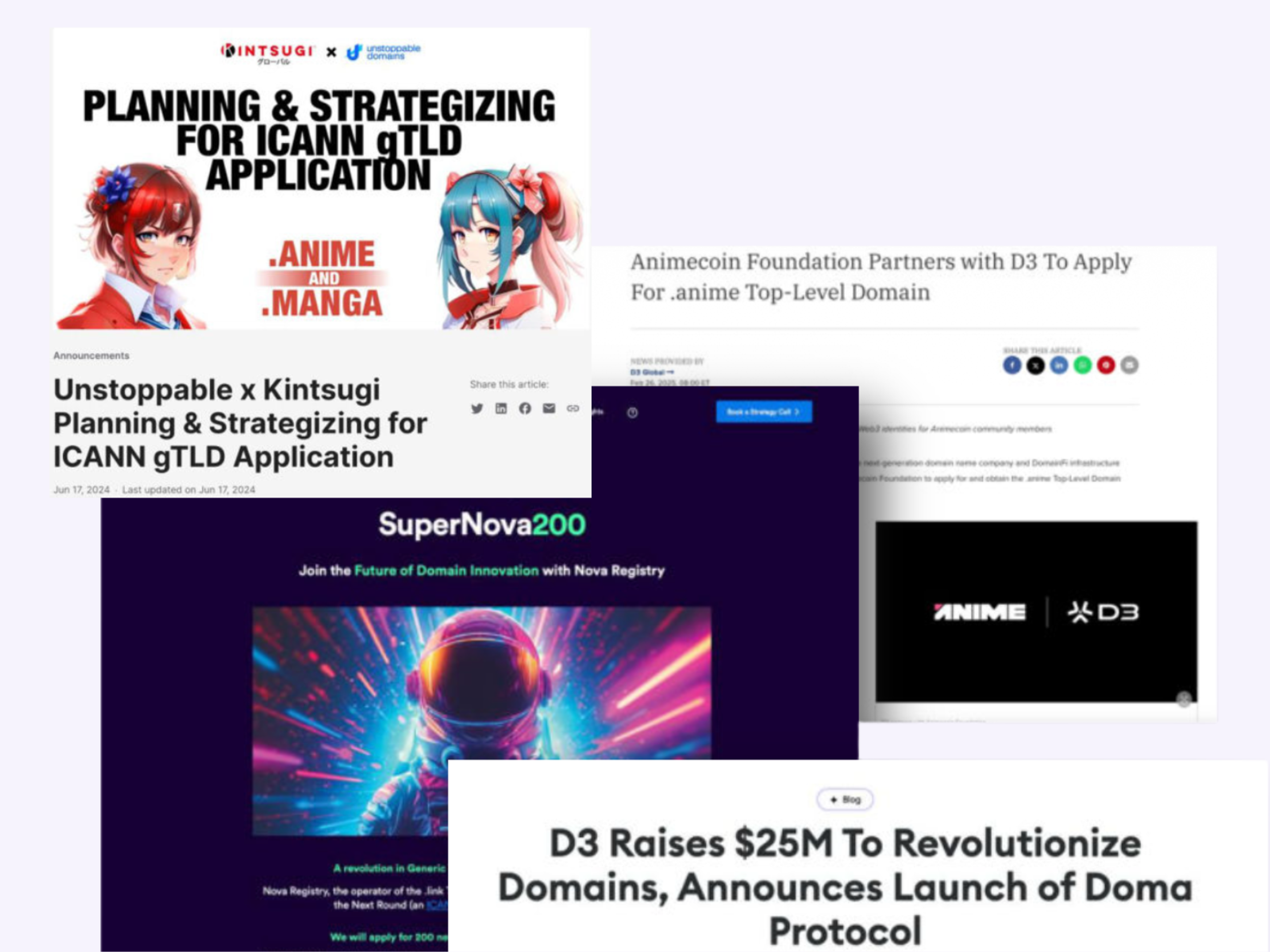 A collage of different Web3 brands planning on applying for dotBrand TLDs.