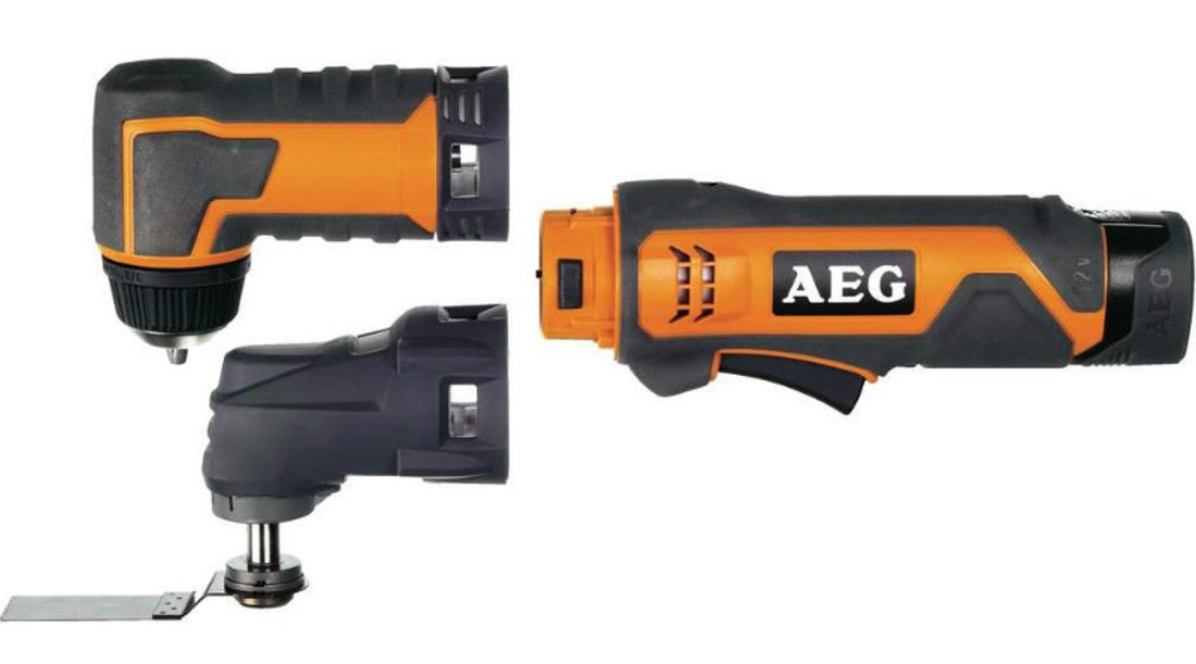 Wielofunkcyjne narzedzie AEG BWS 12 C z wymiennymi głowicami roboczymi. Fot. AEG