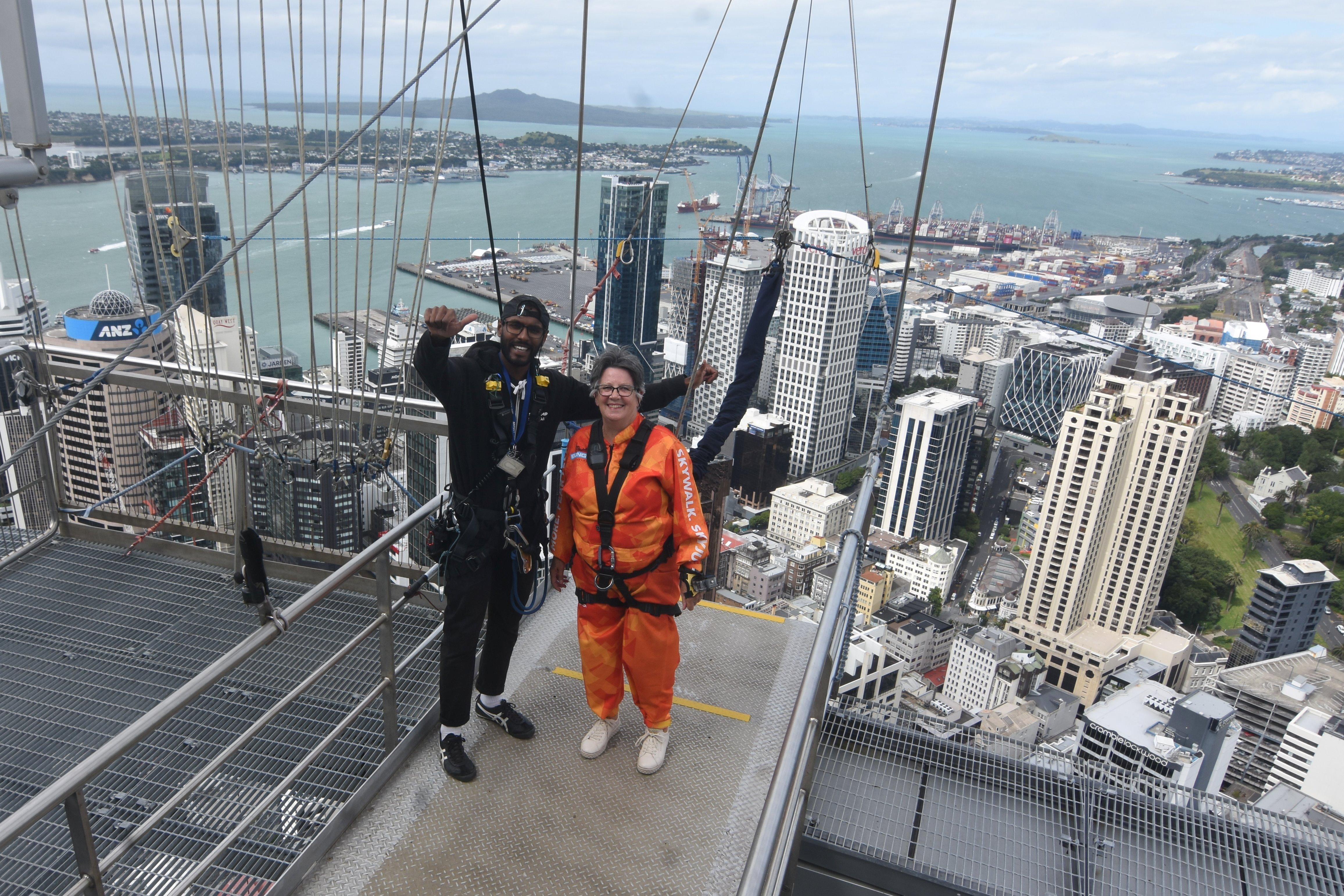 Tricia Sexton ready to jump off the Sky Tower