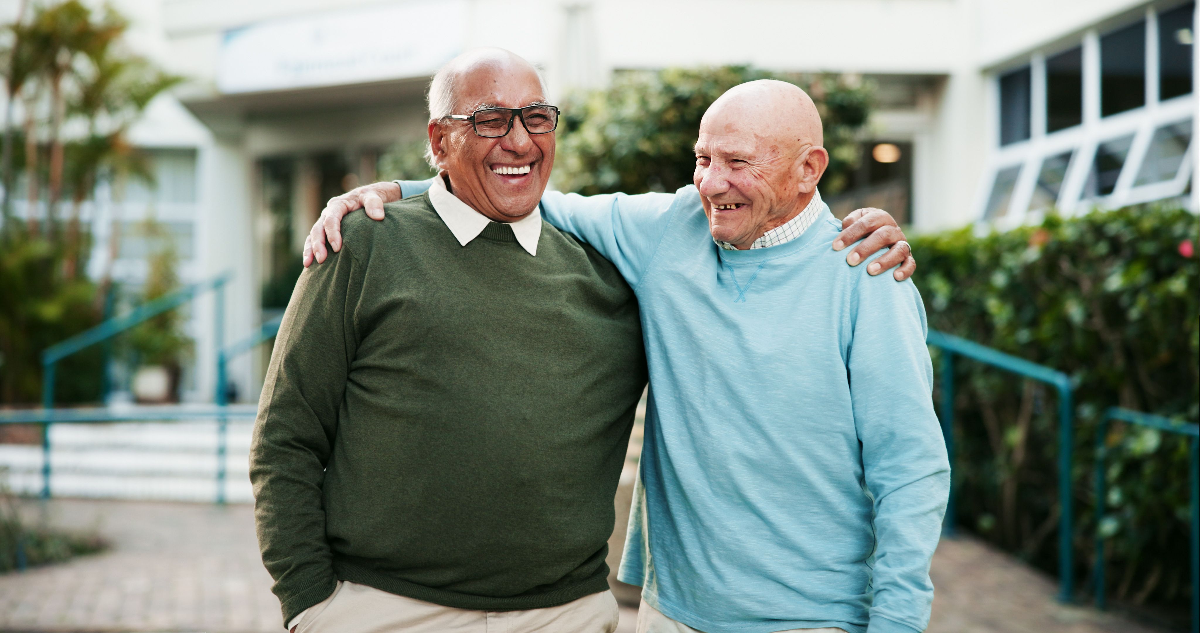 Residents laughing and smiling