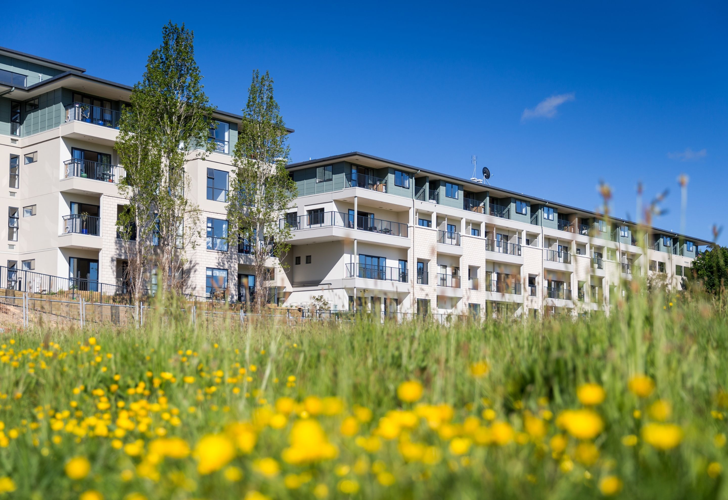 Exterior apartment building of The Orchards