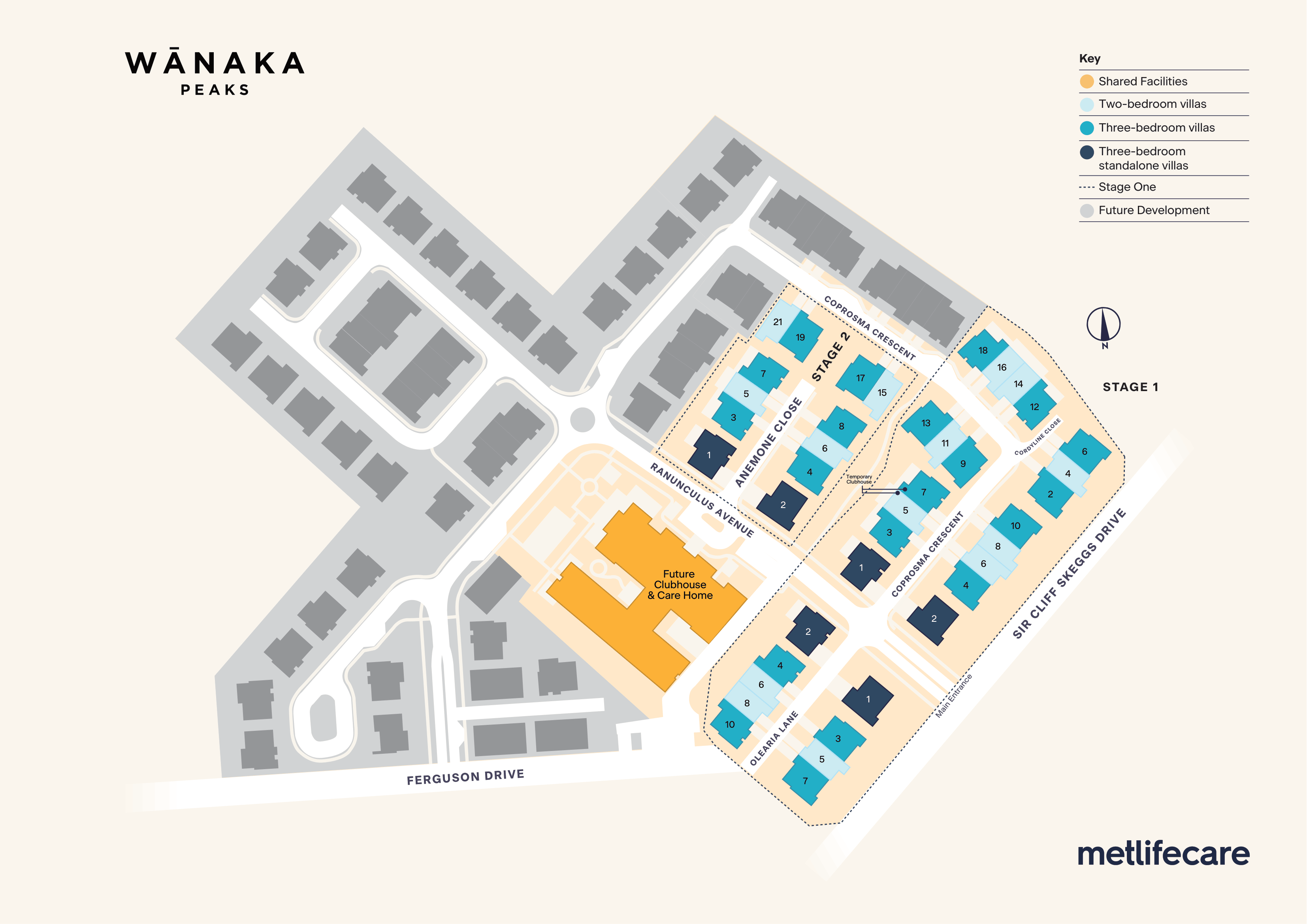 Map of Wanaka Peaks - Metlifecare Retirement village in Wanaka
