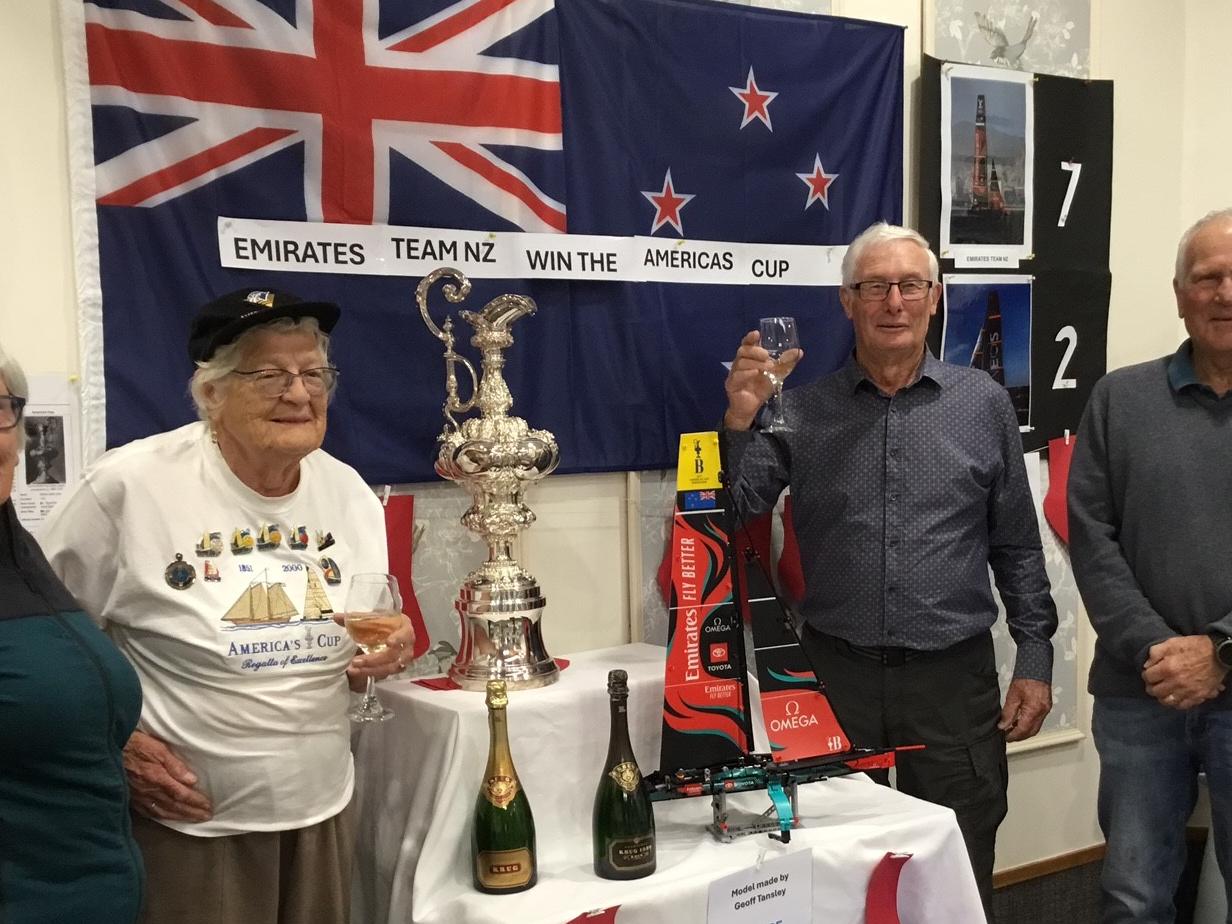 Greenwood Park residents with their tribute to the America's Cup