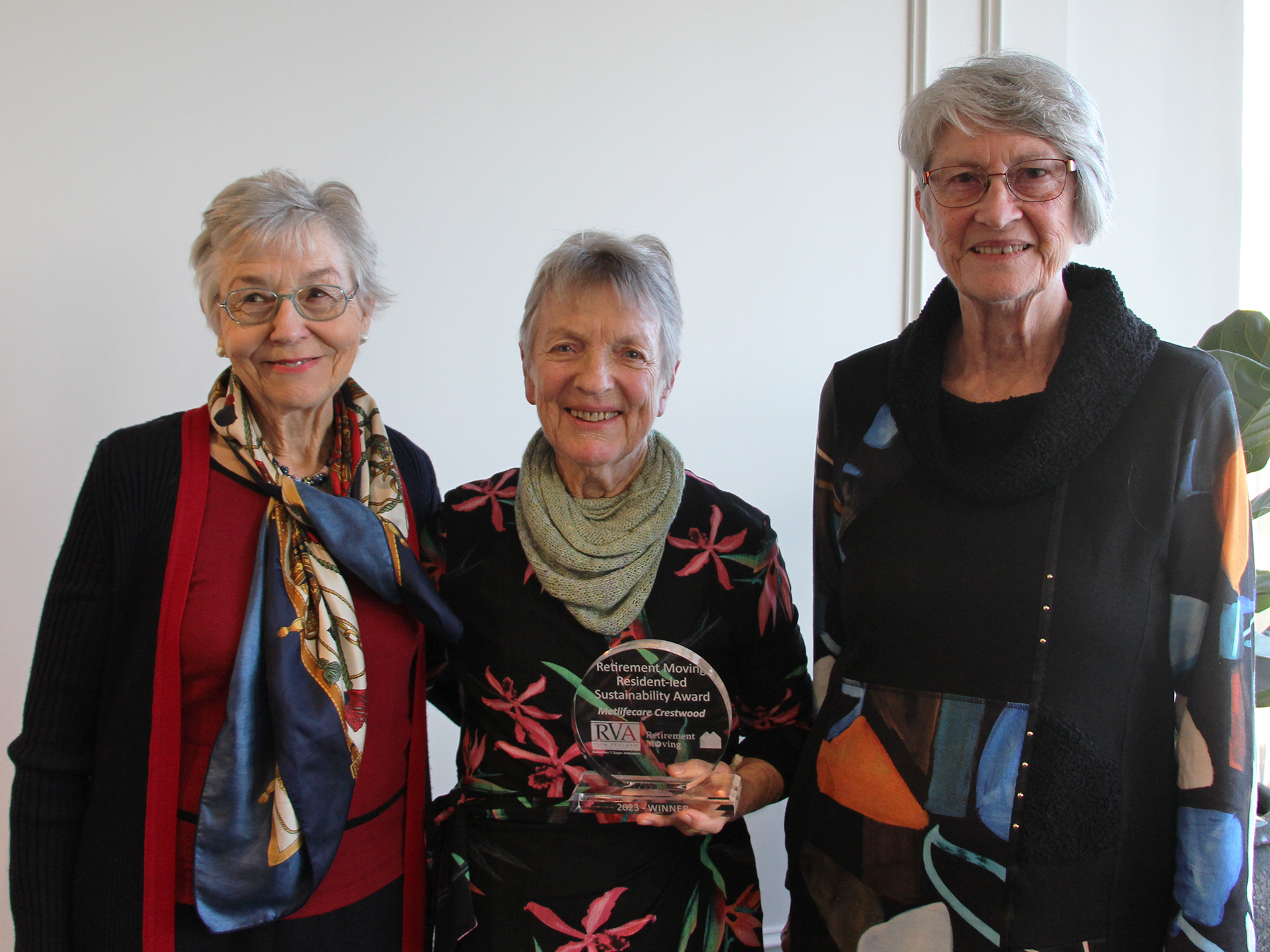 Christine Dows, Helen Haslam, Lorraine Barley with their award