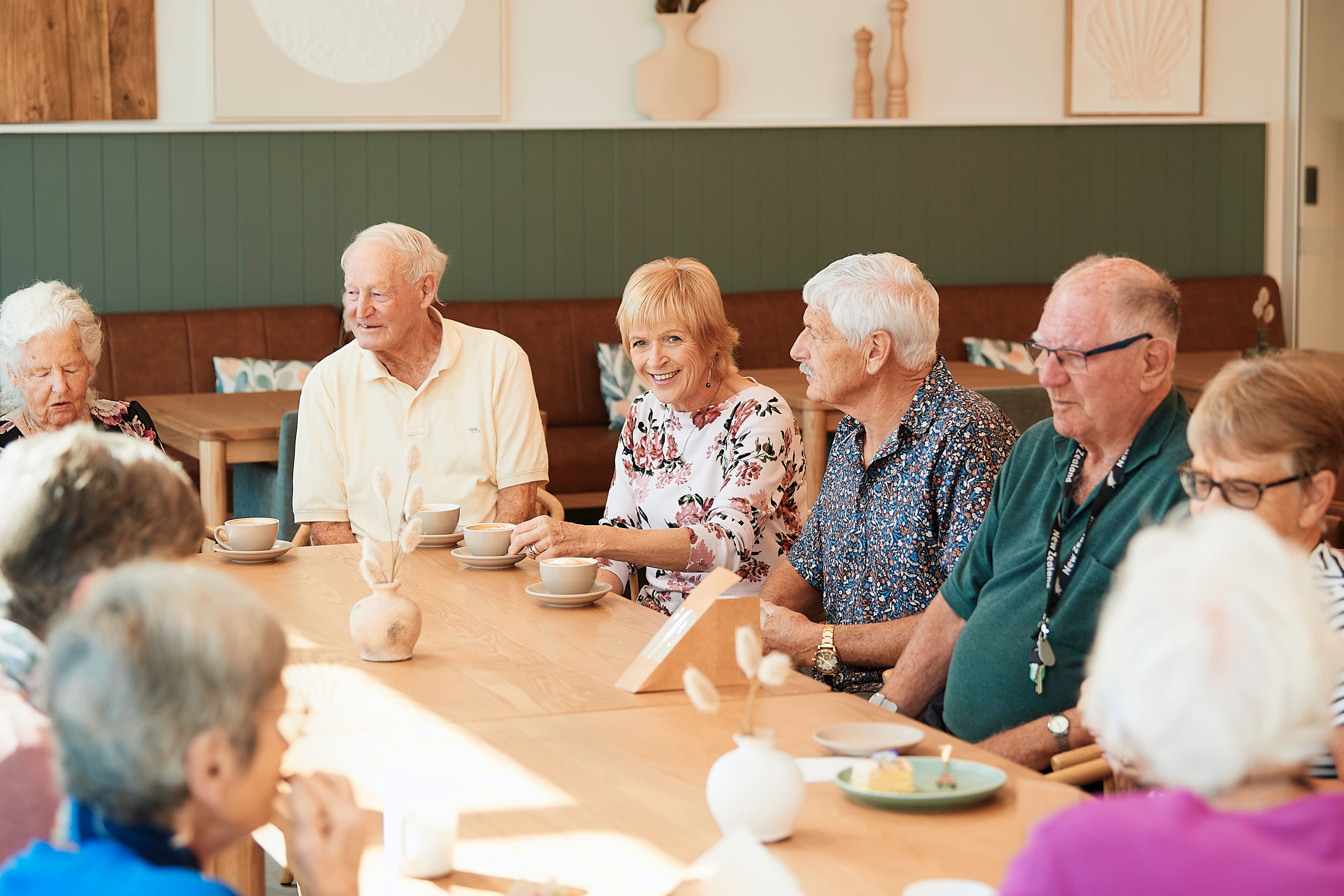 Residents having coffee at Bay Sands