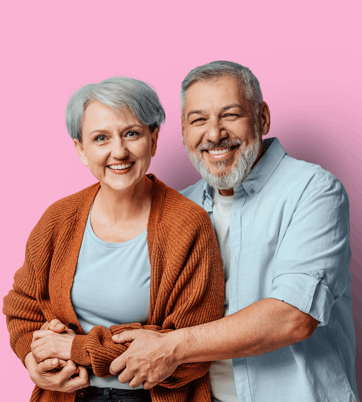 Couple residents on mauve background