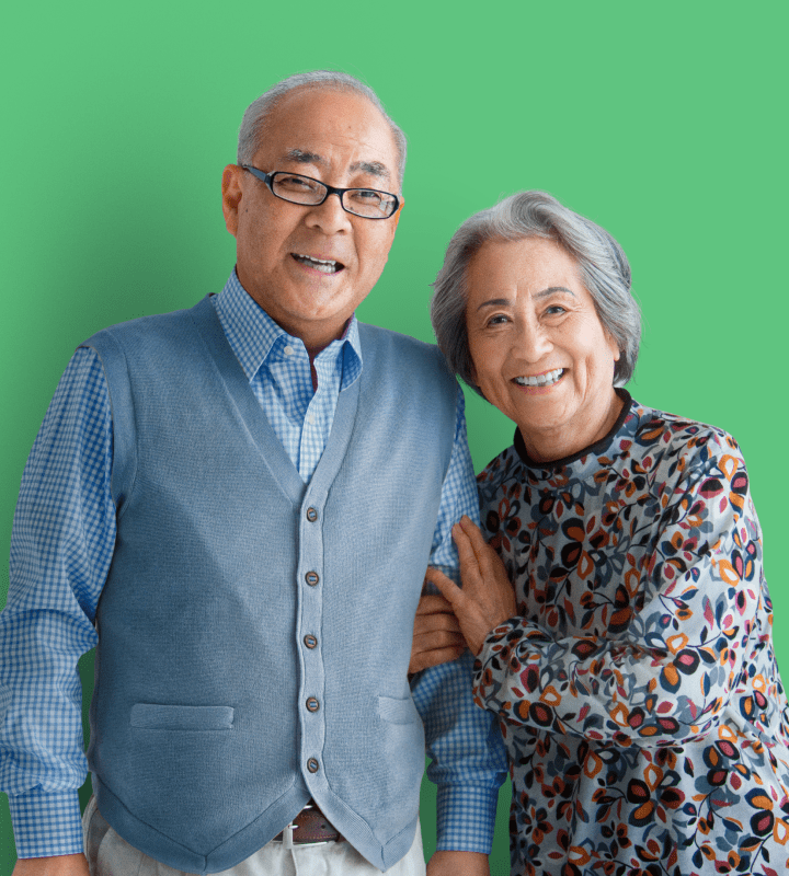 Residents smiling on green