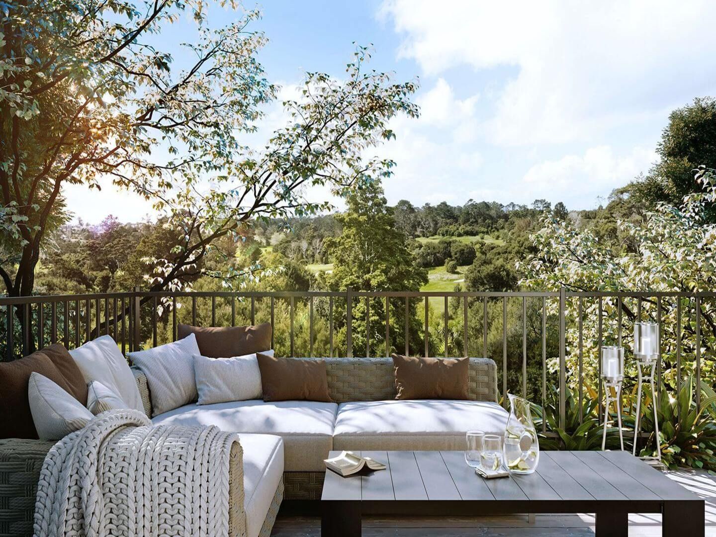 Exterior shot of Crestwood patio and bush