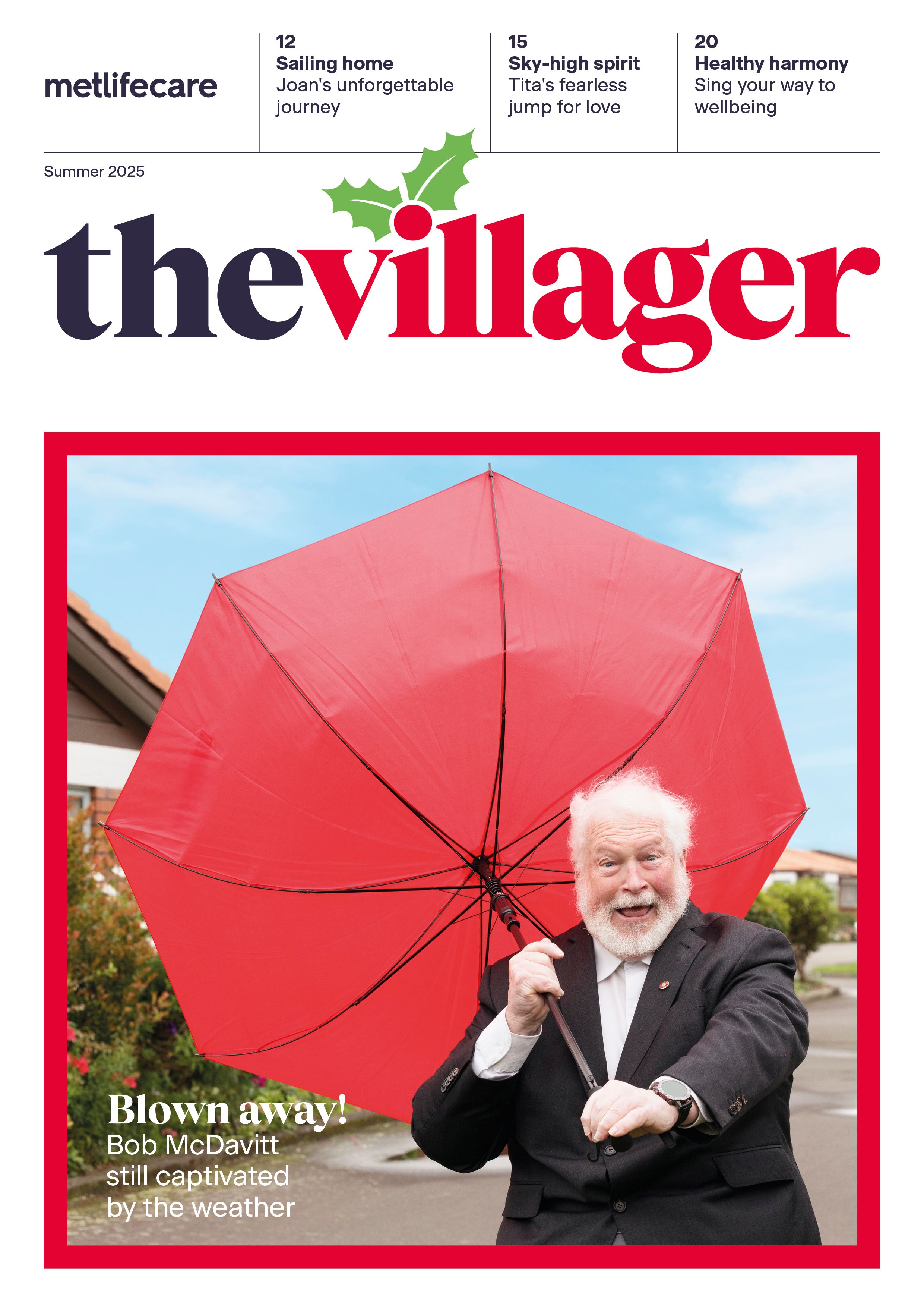 Older man with an umbrella inside out